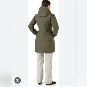 Arc'teryx Women's Olive Hooded Long Puffer Coat